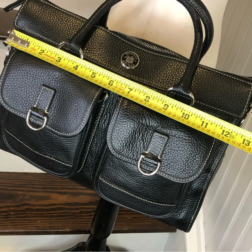 MDOONEY BOURKE Black Tumbled Leather Laptop Briefcase Work Bag w/ Shoulder Strap